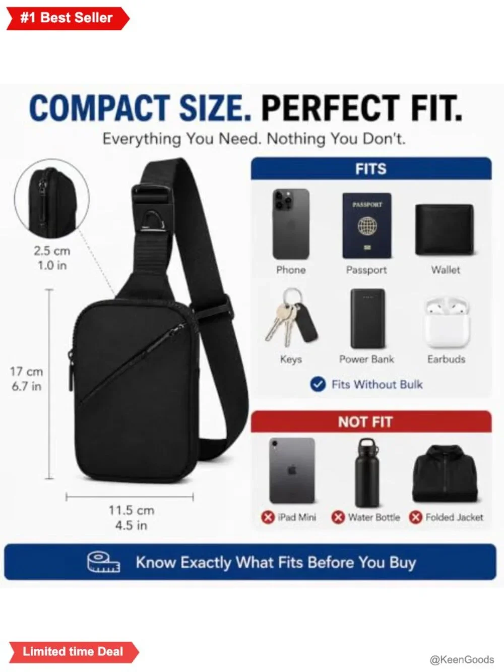 Mini Crossbody Sling Bag Men Women Small Phone Chest Bag Travel